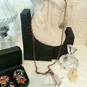 VINTAGE CLEAR LUCITE PRISM DANGLE NECKLACE